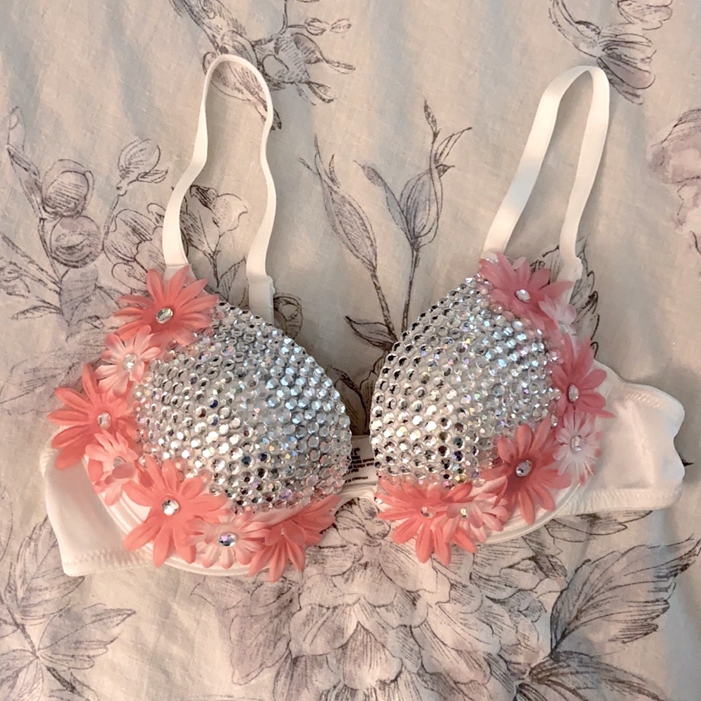 34A Crystal & Flower Bra